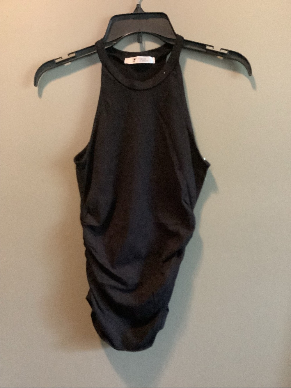 LAmade Black High-Neck Ruched Tee